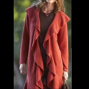 Red Ruffle Duster Sweater (Alpaca/Wool 60/40)